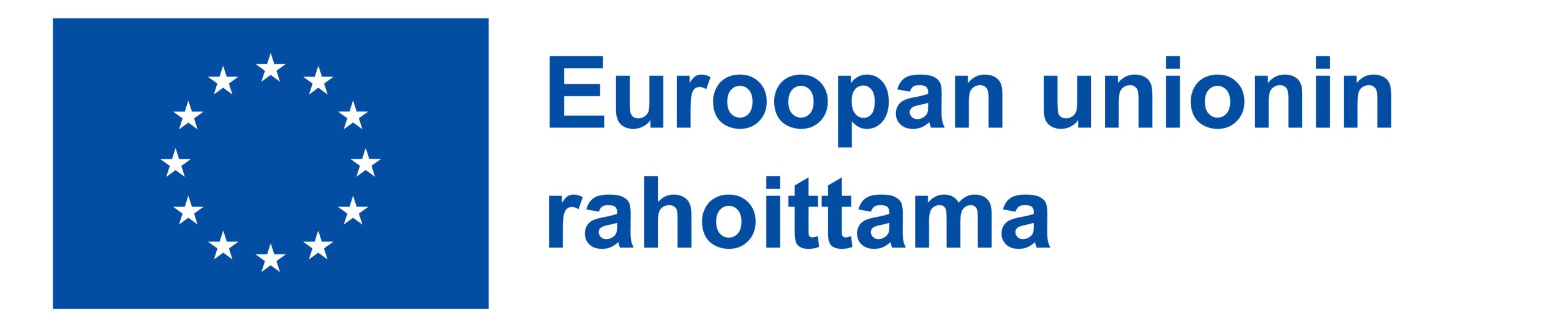 EU:n logo eli EU:n lippu ja teksti Euroopan unionin rahoittama